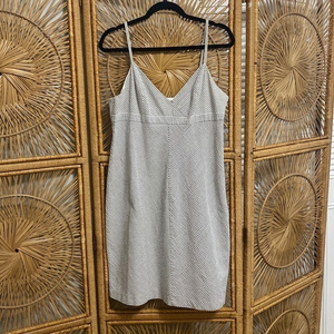 Isaac‎ Mizrahi Spaghetti Strap Striped Mini Dress Grey Silver White 96% Cotton